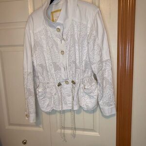 Anthropologie White Lace Anorak-Style Jacket Lightweight Casual - S